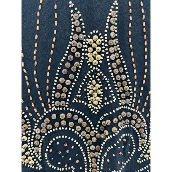 Willi Smith Linen Skirt Size 8 Medium Bohemian Beaded Midi Length Unlined Breath - Picture 4 of 13